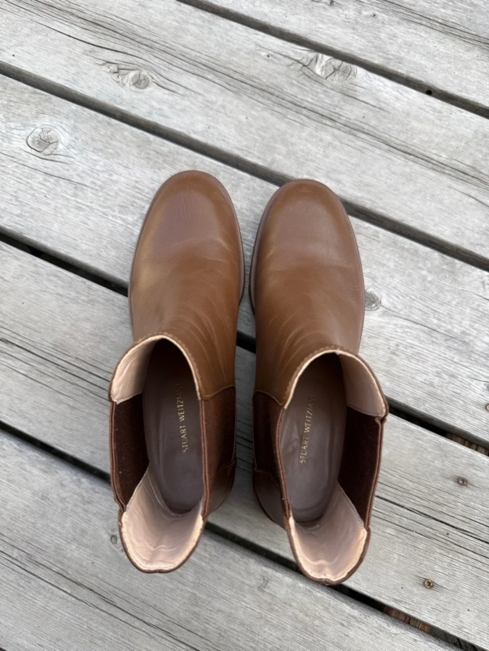 Stuart Weitzman Women’s Brown Leather Chelsea Boots Sz 8B - Picture 4 of 5